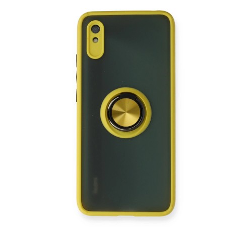Xiaomi Redmi 9A Kılıf Montreal Yüzüklü Silikon Kapak - Sarı Xiaomi Redmi 9A Kılıf Montreal Yüzüklü Silikon Kapak - Sarı