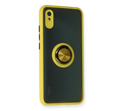 Xiaomi Redmi 9A Kılıf Montreal Yüzüklü Silikon Kapak - Sarı Xiaomi Redmi 9A Kılıf Montreal Yüzüklü Silikon Kapak - Sarı