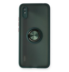 Xiaomi Redmi 9A Kılıf Montreal Yüzüklü Silikon Kapak - Yeşil