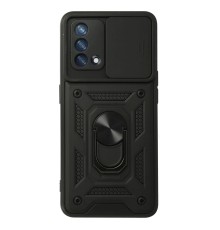Oppo A74 4G Kılıf Pars Lens Yüzüklü Silikon - Siyah