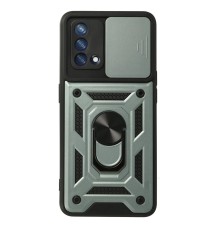 Oppo A74 4G Kılıf Pars Lens Yüzüklü Silikon - Yeşil