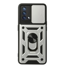 Oppo A74 4G Kılıf Pars Lens Yüzüklü Silikon - Gümüş