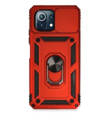 Xiaomi Mİ 11 Lite Kılıf Pars Lens Yüzüklü Silikon - Kırmızı