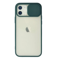 iPhone 12 Kılıf Palm Buzlu Kamera Sürgülü Silikon - Yeşil