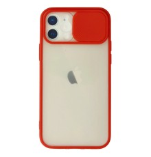 iPhone 12 Kılıf Palm Buzlu Kamera Sürgülü Silikon - Kırmızı