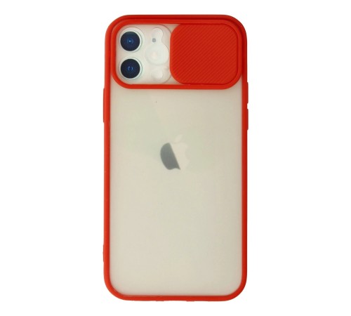iPhone 12 Kılıf Palm Buzlu Kamera Sürgülü Silikon - Kırmızı iPhone 12 Kılıf Palm Buzlu Kamera Sürgülü Silikon - Kırmızı