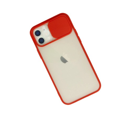 iPhone 12 Kılıf Palm Buzlu Kamera Sürgülü Silikon - Kırmızı iPhone 12 Kılıf Palm Buzlu Kamera Sürgülü Silikon - Kırmızı