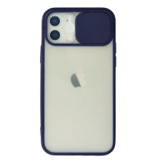iPhone 12 Kılıf Palm Buzlu Kamera Sürgülü Silikon - Lacivert