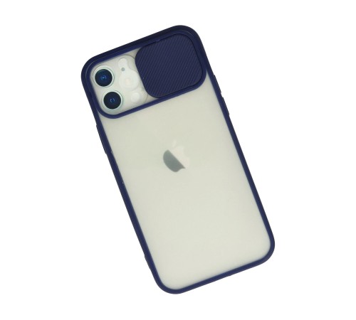iPhone 12 Kılıf Palm Buzlu Kamera Sürgülü Silikon - Lacivert iPhone 12 Kılıf Palm Buzlu Kamera Sürgülü Silikon - Lacivert