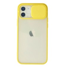 iPhone 12 Kılıf Palm Buzlu Kamera Sürgülü Silikon - Sarı