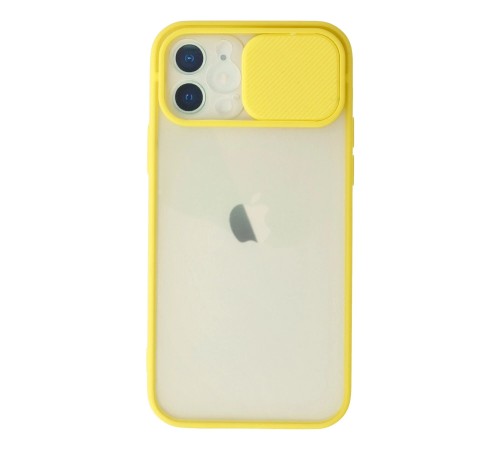 iPhone 12 Kılıf Palm Buzlu Kamera Sürgülü Silikon - Sarı iPhone 12 Kılıf Palm Buzlu Kamera Sürgülü Silikon - Sarı