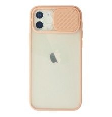 iPhone 12 Kılıf Palm Buzlu Kamera Sürgülü Silikon - Pembe