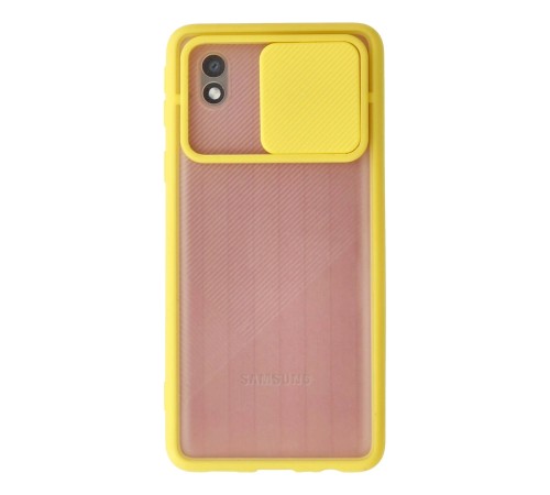 Samsung Galaxy A01 Core Kılıf Palm Buzlu Kamera Sürgülü Silikon - Sarı Samsung Galaxy A01 Core Kılıf Palm Buzlu Kamera Sürgülü Silikon - Sarı