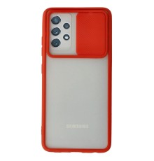 Samsung Galaxy A52 Kılıf Palm Buzlu Kamera Sürgülü Silikon - Kırmızı