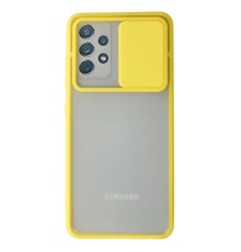 Samsung Galaxy A52 Kılıf Palm Buzlu Kamera Sürgülü Silikon - Sarı