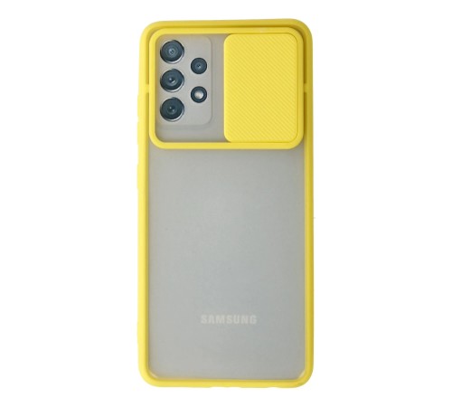 Samsung Galaxy A52 Kılıf Palm Buzlu Kamera Sürgülü Silikon - Sarı