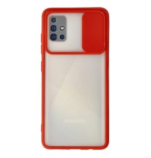 Samsung Galaxy A71 Kılıf Palm Buzlu Kamera Sürgülü Silikon - Kırmızı
