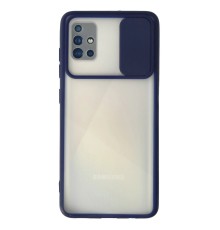 Samsung Galaxy A71 Kılıf Palm Buzlu Kamera Sürgülü Silikon - Lacivert