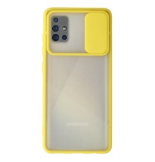 Samsung Galaxy A71 Kılıf Palm Buzlu Kamera Sürgülü Silikon - Sarı