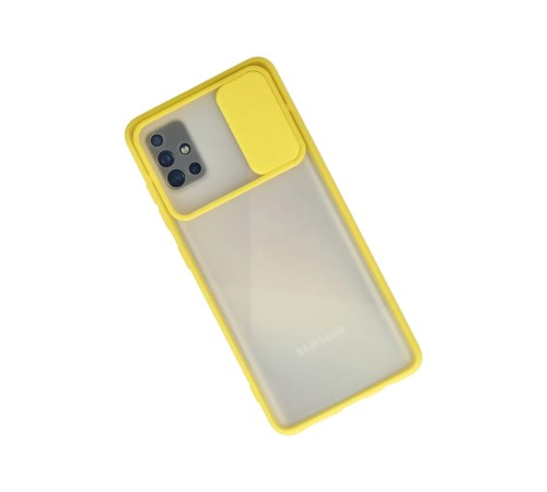 Samsung Galaxy A71 Kılıf Palm Buzlu Kamera Sürgülü Silikon - Sarı Samsung Galaxy A71 Kılıf Palm Buzlu Kamera Sürgülü Silikon - Sarı