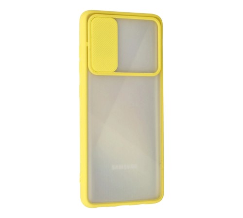 Samsung Galaxy A71 Kılıf Palm Buzlu Kamera Sürgülü Silikon - Sarı Samsung Galaxy A71 Kılıf Palm Buzlu Kamera Sürgülü Silikon - Sarı