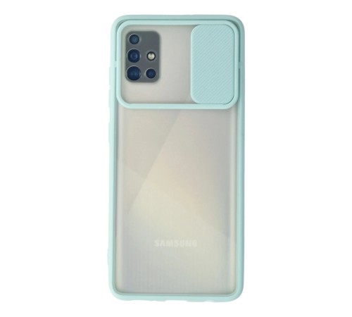 Samsung Galaxy A71 Kılıf Palm Buzlu Kamera Sürgülü Silikon - Turkuaz Samsung Galaxy A71 Kılıf Palm Buzlu Kamera Sürgülü Silikon - Turkuaz