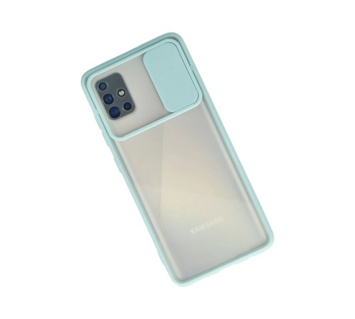 Samsung Galaxy A71 Kılıf Palm Buzlu Kamera Sürgülü Silikon - Turkuaz Samsung Galaxy A71 Kılıf Palm Buzlu Kamera Sürgülü Silikon - Turkuaz