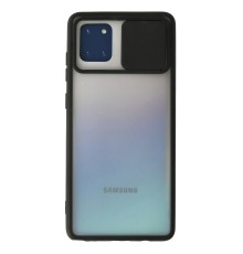 Samsung Galaxy A81 / Note 10 Lite Kılıf Palm Buzlu Kamera Sürgülü Silikon - Siyah