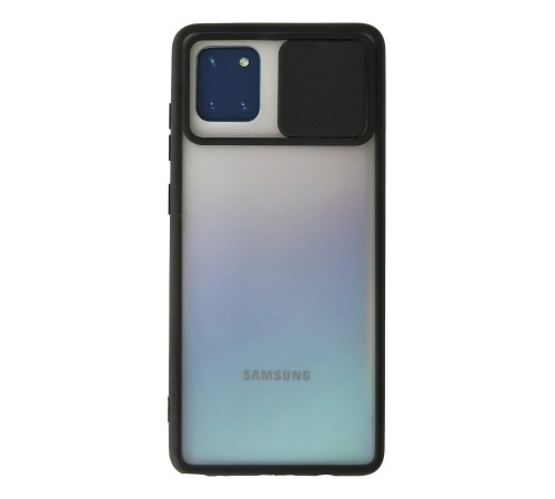 Samsung Galaxy A81 / Note 10 Lite Kılıf Palm Buzlu Kamera Sürgülü Silikon - Siyah