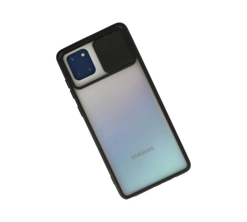 Samsung Galaxy A81 / Note 10 Lite Kılıf Palm Buzlu Kamera Sürgülü Silikon - Siyah
