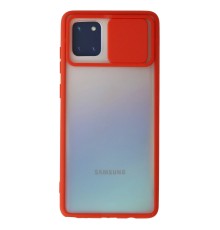 Samsung Galaxy A81 / Note 10 Lite Kılıf Palm Buzlu Kamera Sürgülü Silikon - Kırmızı