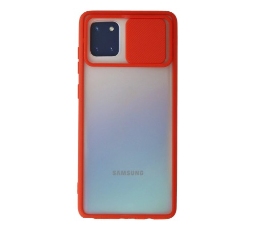 Samsung Galaxy A81 / Note 10 Lite Kılıf Palm Buzlu Kamera Sürgülü Silikon - Kırmızı