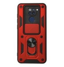 Xiaomi Redmi Note 9 Kılıf Pars Lens Yüzüklü Silikon - Kırmızı