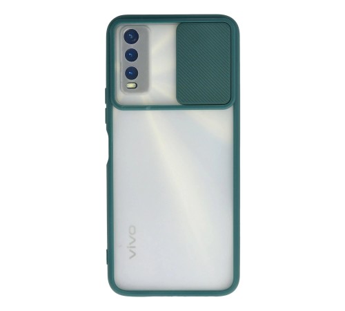 Vivo Y11S Kılıf Palm Buzlu Kamera Sürgülü Silikon - Yeşil