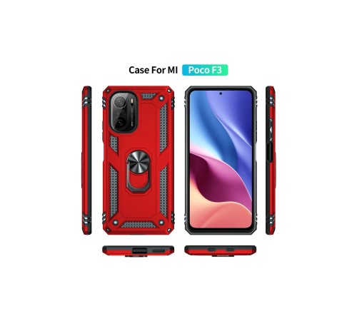 Xiaomi Poco F3 Kılıf Sofya Yüzüklü Silikon Kapak - Kırmızı Xiaomi Poco F3 Kılıf Sofya Yüzüklü Silikon Kapak - Kırmızı