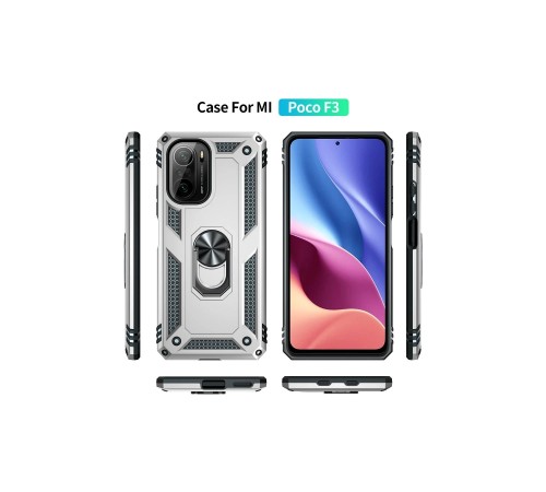 Xiaomi Poco F3 Kılıf Sofya Yüzüklü Silikon Kapak - Gümüş Xiaomi Poco F3 Kılıf Sofya Yüzüklü Silikon Kapak - Gümüş