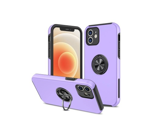 iPhone 12 Kılıf Elit Yüzüklü Kapak - Mor