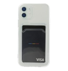 iPhone 12 Kılıf Kart Şeffaf Silikon - Şeffaf