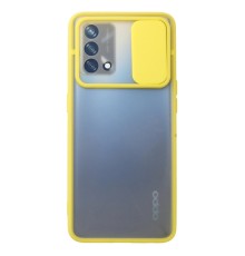 Oppo A74 4G Kılıf Palm Buzlu Kamera Sürgülü Silikon - Sarı