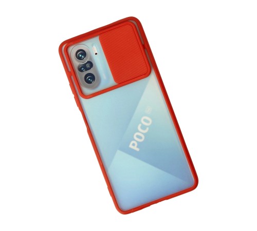 Xiaomi Poco F3 Kılıf Palm Buzlu Kamera Sürgülü Silikon - Kırmızı Xiaomi Poco F3 Kılıf Palm Buzlu Kamera Sürgülü Silikon - Kırmızı