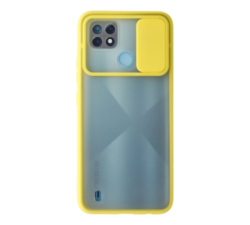 Realme C21 Kılıf Palm Buzlu Kamera Sürgülü Silikon - Sarı Realme C21 Kılıf Palm Buzlu Kamera Sürgülü Silikon - Sarı