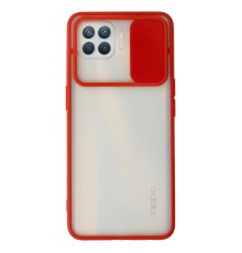 Oppo Reno 4 Lite Kılıf Palm Buzlu Kamera Sürgülü Silikon - Kırmızı