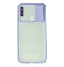 Samsung Galaxy A11 Kılıf Palm Buzlu Kamera Sürgülü Silikon - Lila