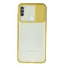 Samsung Galaxy A11 Kılıf Palm Buzlu Kamera Sürgülü Silikon - Sarı