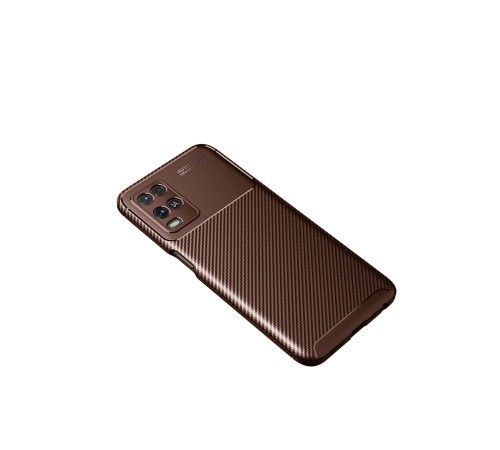 Oppo A54 4G Kılıf Auto Focus Karbon Kapak - Kahverengi Oppo A54 4G Kılıf Auto Focus Karbon Kapak - Kahverengi