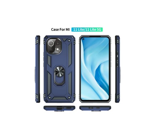 Xiaomi Mİ 11 Lite Kılıf Sofya Yüzüklü Silikon Kapak - Lacivert