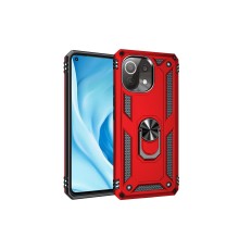 Xiaomi Mİ 11 Lite Kılıf Sofya Yüzüklü Silikon Kapak - Kırmızı