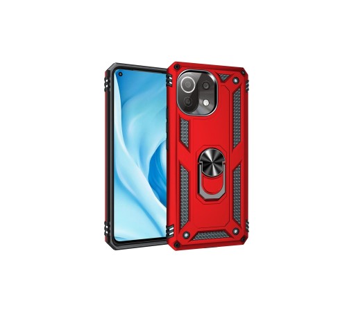 Xiaomi Mİ 11 Lite Kılıf Sofya Yüzüklü Silikon Kapak - Kırmızı