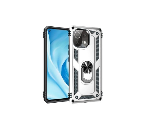 Xiaomi Mİ 11 Lite Kılıf Sofya Yüzüklü Silikon Kapak - Gümüş