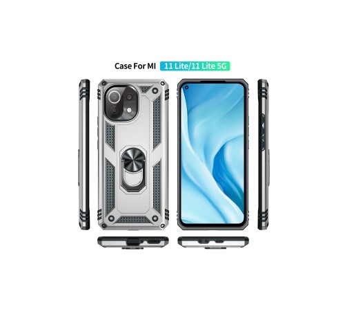 Xiaomi Mİ 11 Lite Kılıf Sofya Yüzüklü Silikon Kapak - Gümüş